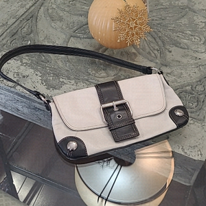 BLACK AND WHITE DANIER LEATHER SHOULDER BAG purse LIKE NEW